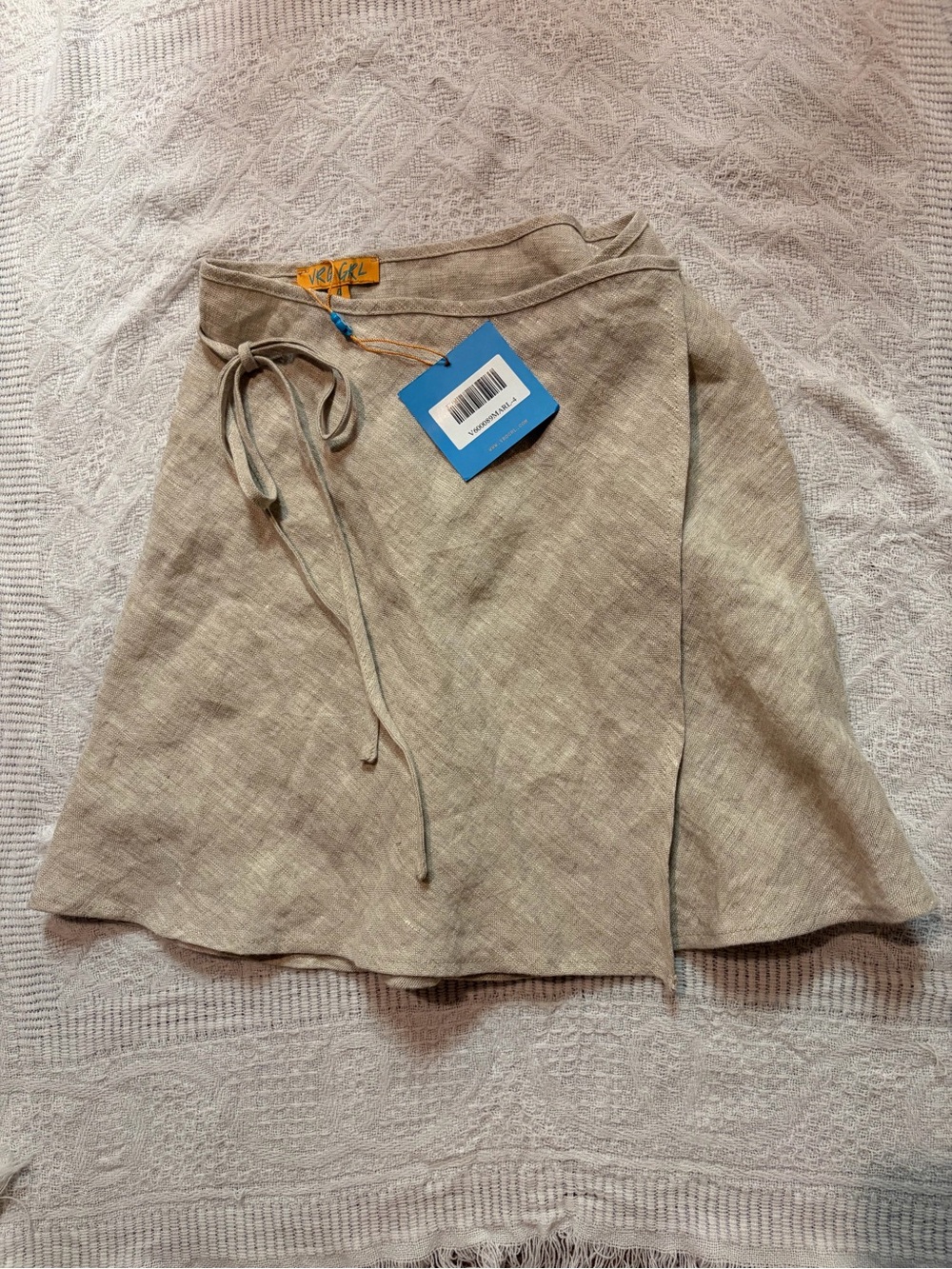 Vrg Grl tie linen wrap skirt